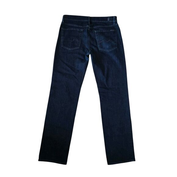 7 For All Mankind 32 Dark Wash Straight Leg Slimmy Jeans Women Mid-Rise - Picture 4 of 10